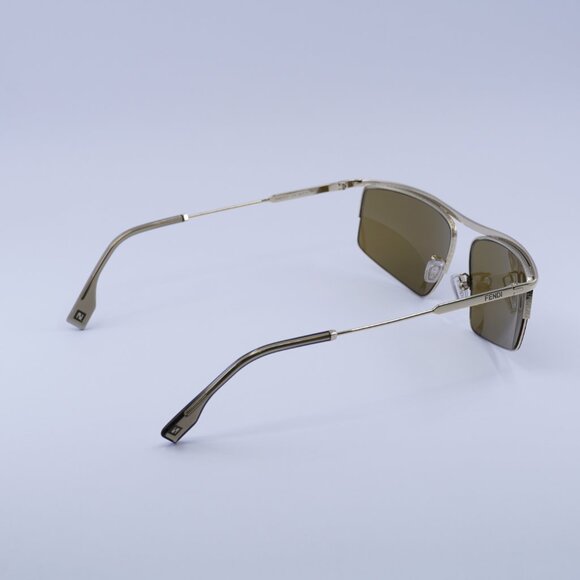 Fendi FE40141U 32E Sunglasses Gold Rectangle Frame, Brown Lenses - Picture 10 of 11